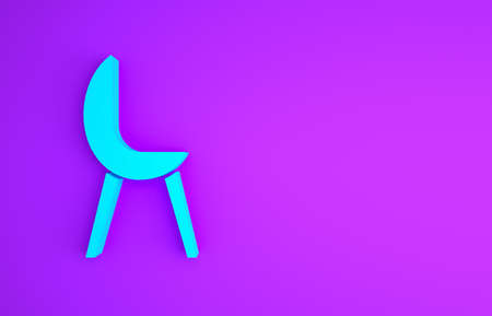 Blue Armchair icon isolated on purple background. Minimalism concept. 3d illustration 3D renderの写真素材