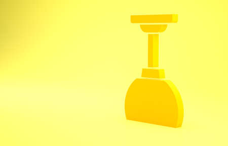 Yellow Lamp hanging icon isolated on yellow background. Ceiling lamp light bulb. Minimalism concept. 3d illustration 3D renderの写真素材