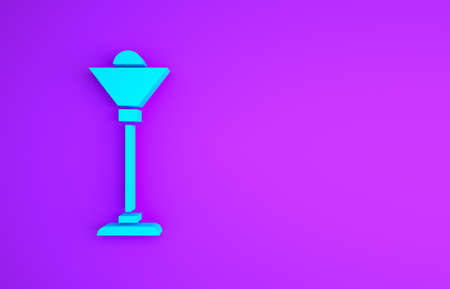 Blue Floor lamp icon isolated on purple background. Minimalism concept. 3d illustration 3D renderの写真素材