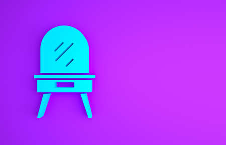Blue Dressing table icon isolated on purple background. Minimalism concept. 3d illustration 3D renderの写真素材