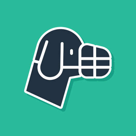 Blue Dog in muzzle icon isolated on green background. Accessory for dog. Vectorのイラスト素材