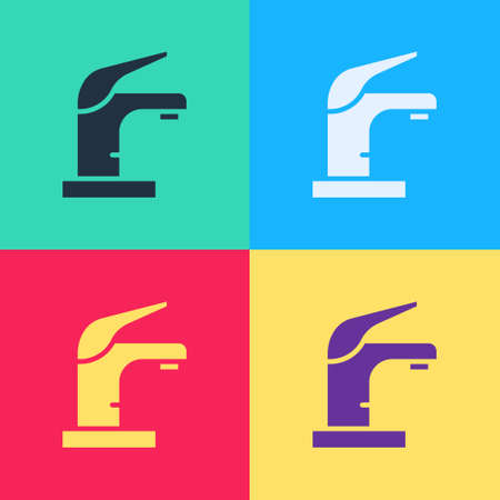 Pop art Water tap icon isolated on color background. Vectorのイラスト素材