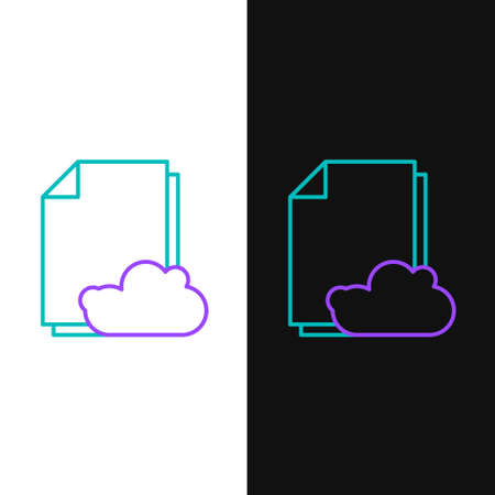 Line Cloud storage text document icon isolated on white and black background. Colorful outline concept. Vectorのイラスト素材