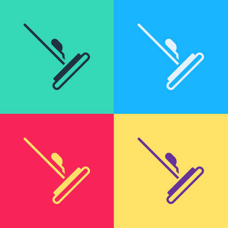 Pop art Mop icon isolated on color background. Cleaning service concept. Vectorのイラスト素材