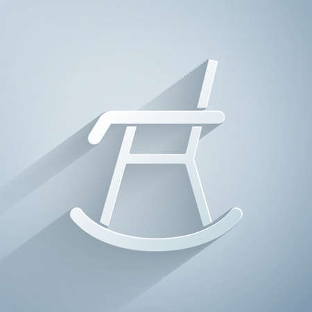 Paper cut Armchair icon isolated on grey background. Paper art style. Vectorのイラスト素材