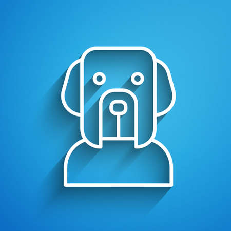 White line Dog icon isolated on blue background. Long shadow. Vectorのイラスト素材