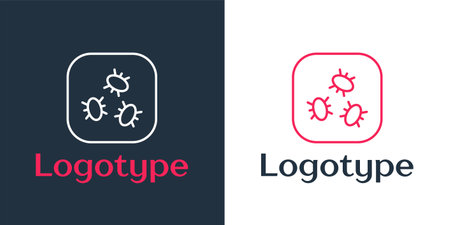 Logotype line Bacteria icon isolated on white background. Bacteria and germs, microorganism disease causing, cell cancer, microbe, virus, fungi. Logo design template element. Vectorのイラスト素材