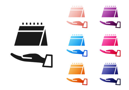 Black Calendar icon isolated on white background. Event reminder symbol. Set icons colorful. Vectorのイラスト素材