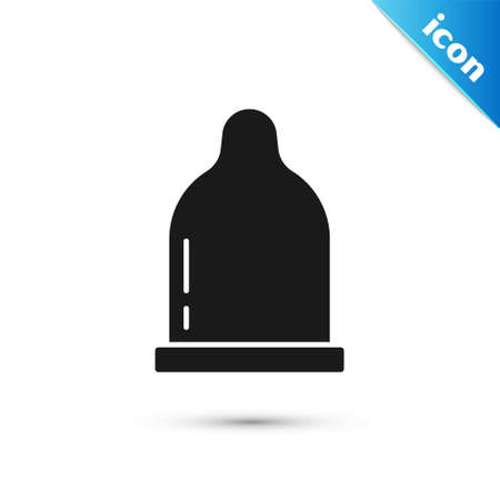 Grey Condom icon isolated on white background. Safe love symbol. Contraceptive method for male. Vectorのイラスト素材