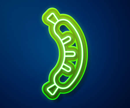 Glowing neon line Hotdog sandwich icon isolated on blue background. Sausage icon. Street fast food menu. Vectorのイラスト素材
