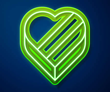 Glowing neon line Candy in heart shaped box and bow icon isolated on blue background. Valentines Day. Vectorのイラスト素材