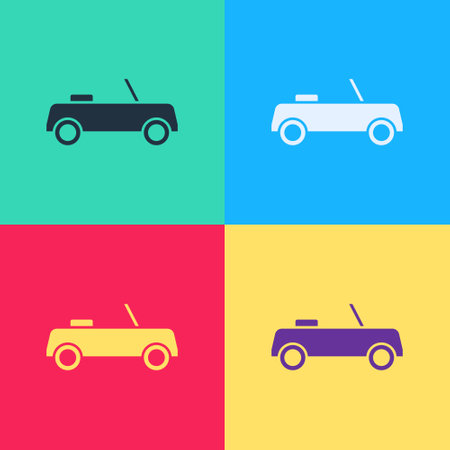 Pop art Car icon isolated on color background. Front view. Vectorのイラスト素材