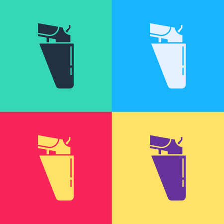 Pop art Revolver gun in holster icon isolated on color background. Vectorのイラスト素材