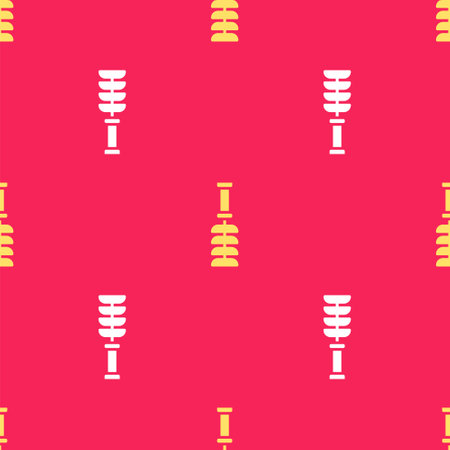 Yellow Toilet brush icon isolated seamless pattern on red background. Vectorのイラスト素材