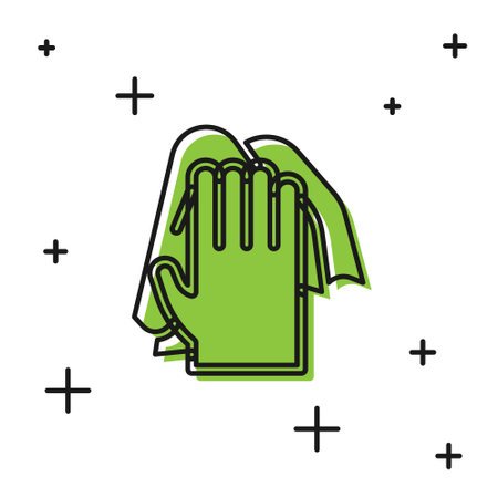 Black Cleaning service icon isolated on white background. Latex hand protection sign. Housework cleaning equipment symbol. Vectorのイラスト素材