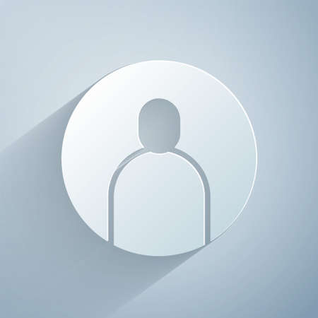 Paper cut Create account screen icon isolated on grey background. Paper art style. Vector Illustrationのイラスト素材