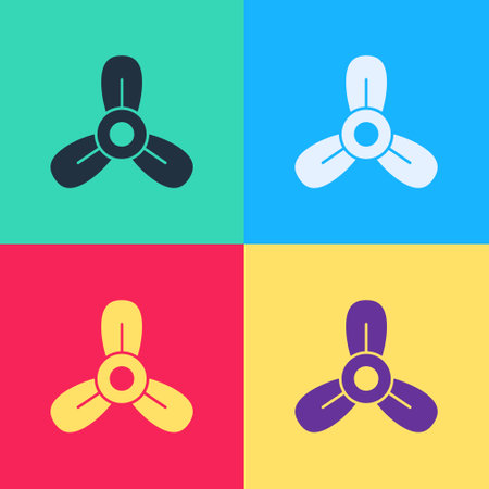Pop art Boat propeller, turbine icon isolated on color background. Vectorのイラスト素材
