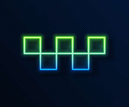 Glowing neon line Taxi car roof icon isolated on blue background. Vectorのイラスト素材