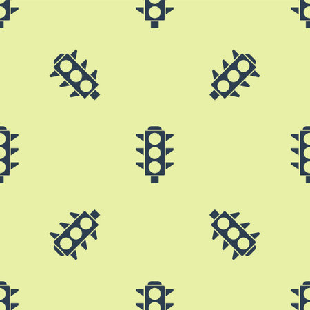 Blue Traffic light icon isolated seamless pattern on yellow background. Vectorのイラスト素材