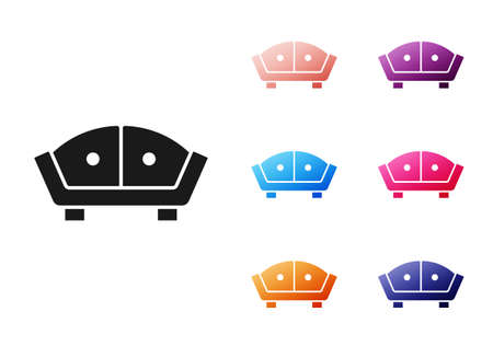 Black Sofa icon isolated on white background. Set icons colorful. Vectorのイラスト素材