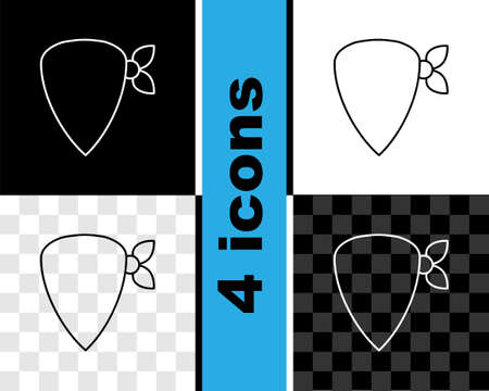 Set line Cowboy bandana icon isolated on black and white, transparent background. Vectorのイラスト素材