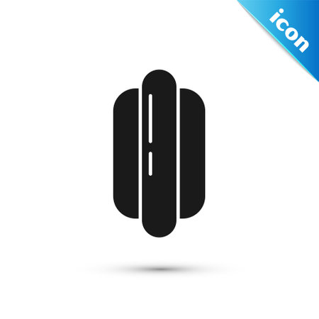 Grey Hotdog sandwich icon isolated on white background. Sausage icon. Fast food sign. Vectorのイラスト素材
