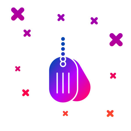 Color Military dog tag icon isolated on white background. Identity tag icon. Army sign. Gradient random dynamic shapes. Vectorのイラスト素材