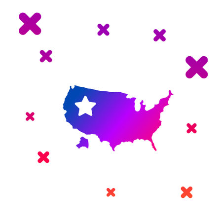 Color USA map icon isolated on white background. Map of the United States of America. Gradient random dynamic shapes. Vectorのイラスト素材