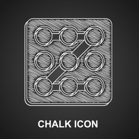 Chalk Graphic password protection and safety access icon isolated on black background. Security, safety, protection, privacy concept. Vectorのイラスト素材