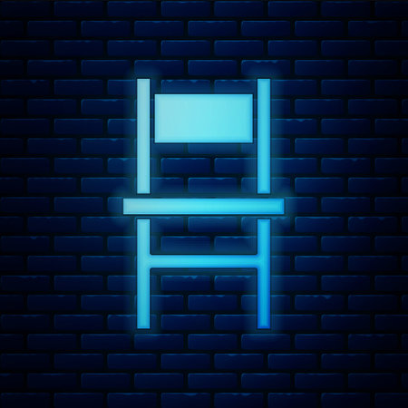 Glowing neon Chair icon isolated on brick wall background. Vectorのイラスト素材