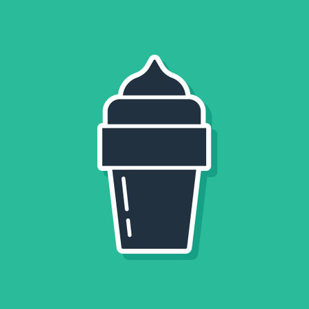 Blue Ice cream icon isolated on green background. Sweet symbol. Vectorのイラスト素材