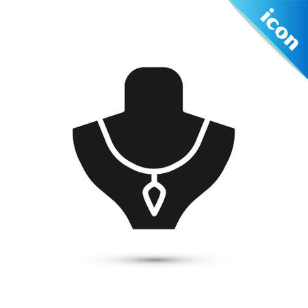 Grey Necklace on mannequin icon isolated on white background. Vectorのイラスト素材