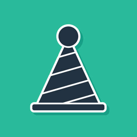 Blue Party hat icon isolated on green background. Birthday hat. Vectorのイラスト素材