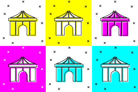 Set Circus tent icon isolated on color background. Carnival camping tent. Amusement park. Vectorのイラスト素材