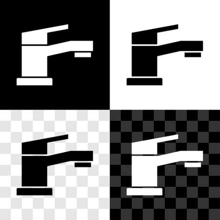Set Water tap icon isolated on black and white, transparent background. Vectorのイラスト素材