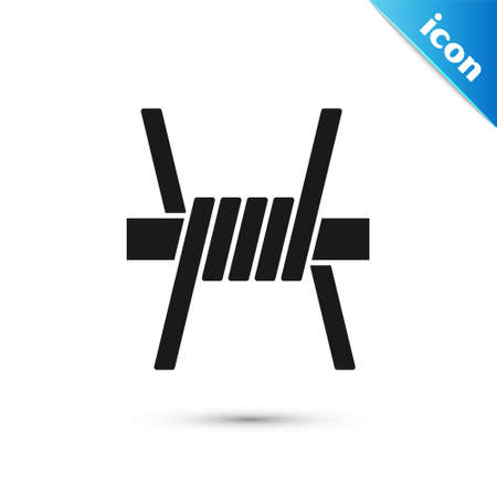 Grey Barbed wire icon isolated on white background. Vectorのイラスト素材