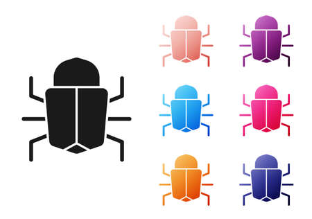 Black System bug concept icon isolated on white background. Code bug concept. Bug in the system. Bug searching. Set icons colorful. Vectorのイラスト素材