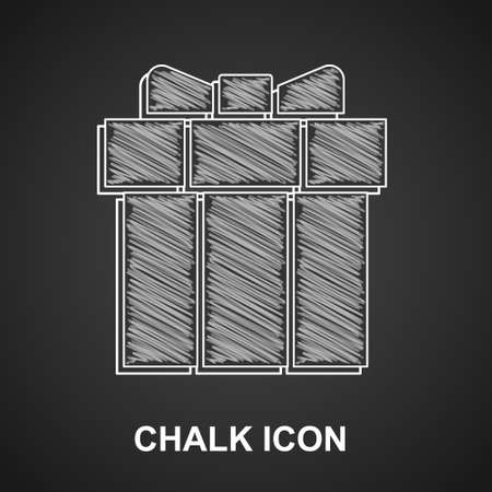 Chalk Gift box icon isolated on black background. Valentines day. Vectorのイラスト素材