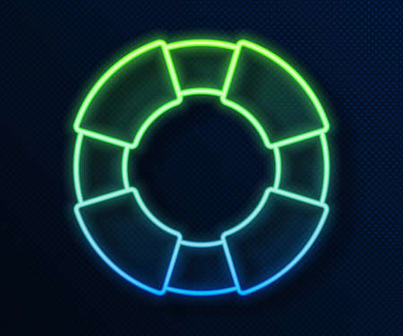Glowing neon line Lifebuoy icon isolated on blue background. Lifebelt symbol. Vectorのイラスト素材