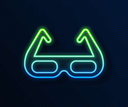 Glowing neon line Sport cycling sunglasses icon isolated on blue background. Sport glasses icon. Vectorのイラスト素材