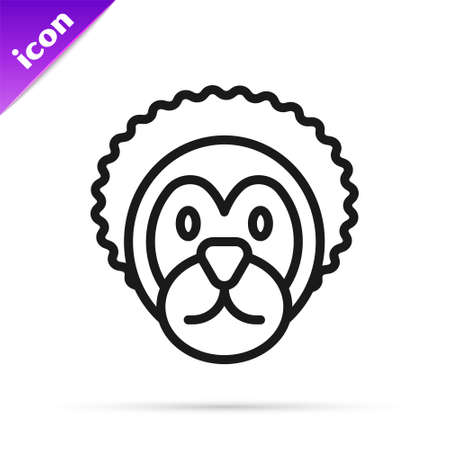 Black line Wild lion icon isolated on white background. Vectorのイラスト素材