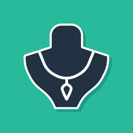 Blue Necklace on mannequin icon isolated on green background. Vectorのイラスト素材