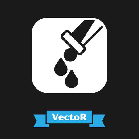 White Test tube and flask chemical laboratory test icon isolated on black background. Laboratory glassware sign. Vectorのイラスト素材