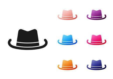 Black Western cowboy hat icon isolated on white background. Set icons colorful. Vectorのイラスト素材