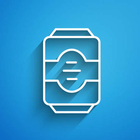 White line Energy drink icon isolated on blue background. Long shadow. Vectorのイラスト素材
