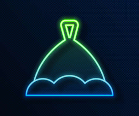 Glowing neon line Sauna hat icon isolated on blue background. Vectorのイラスト素材
