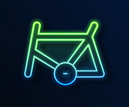 Glowing neon line Bicycle frame icon isolated on blue background. Vectorのイラスト素材