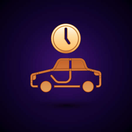 Gold Time to travel icon isolated on black background. Vectorのイラスト素材