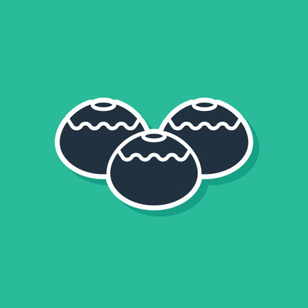 Blue Jewish sweet bakery icon isolated on green background. Hanukkah sufganiyot. Jewish easter cake. Vectorのイラスト素材