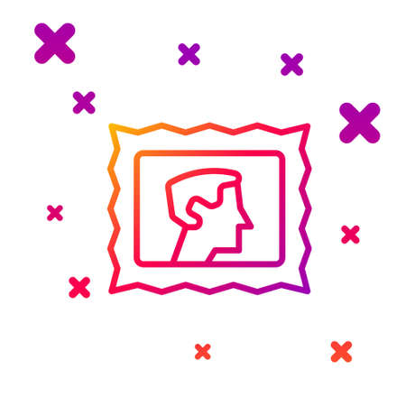 Color line Postal stamp icon isolated on white background. Gradient random dynamic shapes. Vectorのイラスト素材